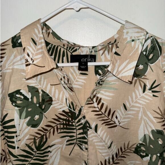 New Erika Hayden Cotton Rayon Neutral Palm Shirt Women's size 1X - Picture 2 of 6
